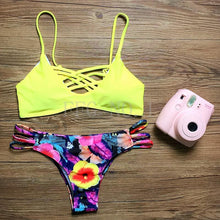 Beach Push up bikini women Bling swimsuit sexy Leopard bathing suit swimwear Deep V-shaped Bandeau bikini set B13 CF