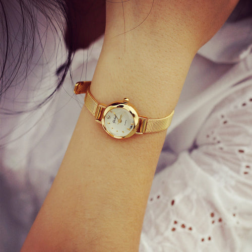 Best Deal Luxury Elegant Women Watches Imitate Diamond Dress Watch Lady's Rhinestone Gold Relogio Mesh Thin Montre CF