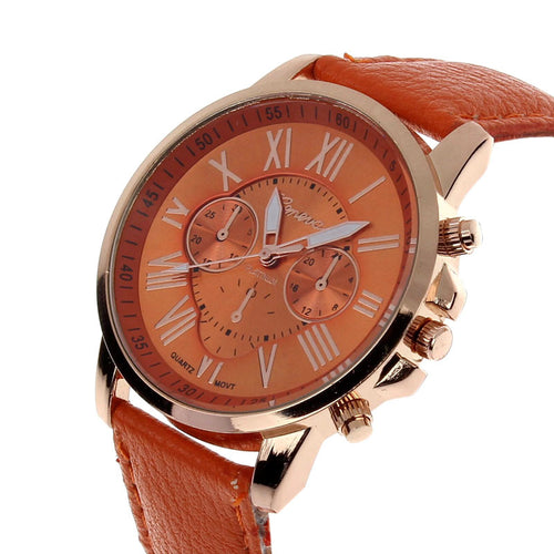 Best Relogio Super Geneva Watch Roman Numerals Leather Clocks Women Montre 10 Candy Colors Re Hour CF