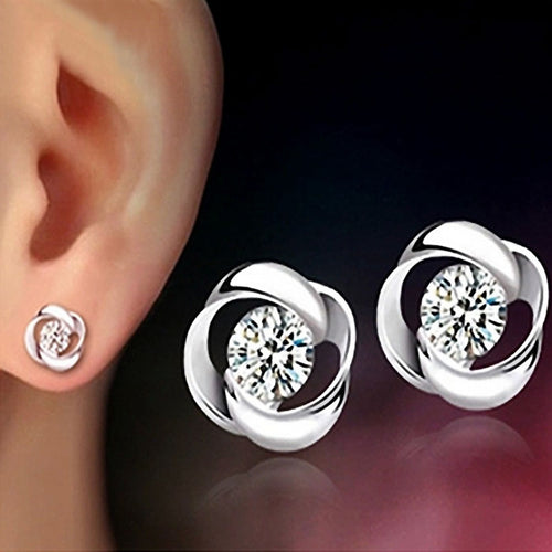 Best Selling Beautiful Silvering Crystal Shiny Ear Earrings Women Earrings CF