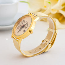 Best Selling Luxury Watch Women Classic Gold Elephant Print Quartz Clock Stainless Steel Mesh Wrist Watch Relogio CF