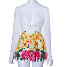 Best SellingTrendy Women Chiffon Dress Dresses Women Long Sleeve Party Flower Print Vestido Casual Mini Robe CF