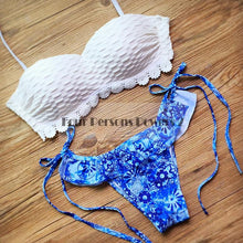 Bikini Brazilian bandage cross Sexy Lotus leaf edge Beach Swimwear Ladies Sexy Padded Crochet Bikini Swimwear C95 CF