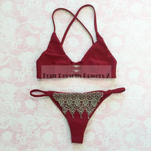 Bikini Brazilian bandage cross Sexy Lotus leaf edge Beach Swimwear Ladies Sexy Padded Crochet Bikini Swimwear C95 CF