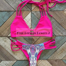 Bikini Brazilian bandage cross Sexy Lotus leaf edge Beach Swimwear Ladies Sexy Padded Crochet Bikini Swimwear C95 CF