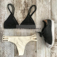 Bikini Brazilian bandage cross Sexy Lotus leaf edge Beach Swimwear Ladies Sexy Padded Crochet Bikini Swimwear C95 CF