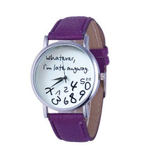 Bracelet Watch Women Casual Clock Women Men Leather Watch Wathever I am Late Anyway Letter Print Relogio CF
