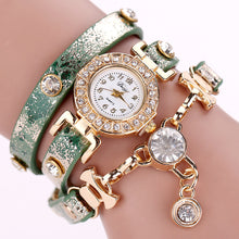 Ladies Watch Crystal Rhinestone PU Leather Watches Women Dress Quartz Clock Hours Reloj Mujer Gold Color CF