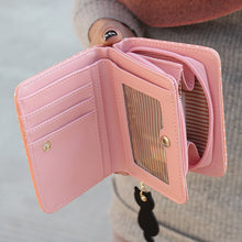 Lovely Cat Printed Wallet Leather Small Change Clasp Purse Money Card Holder Carteras Girls wallets Purses CF