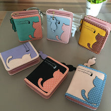 Lovely Cat Printed Wallet Leather Small Change Clasp Purse Money Card Holder Carteras Girls wallets Purses CF