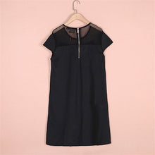 Brand New Vestidos Plus Size Straight Knee-Length Dress Brief Short Sleeve O-neck Women Dresses With Zipper 71065 SM6