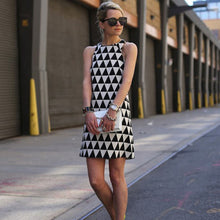 Brief American Styel Women Dress Geometric print Sexy Workwear Casual Sleeveless Party Beach Mini Dress CF