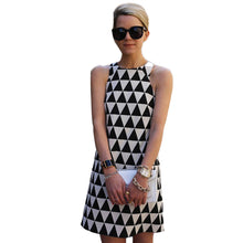 Brief American Styel Women Dress Geometric print Sexy Workwear Casual Sleeveless Party Beach Mini Dress CF