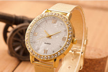 Casual Watch Quartz Watches Women Analog Steel Watches Relogio Feminino Crystal Roman Numerals Gold Mesh Clock Hour CF