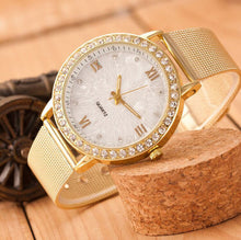 Casual Watch Quartz Watches Women Analog Steel Watches Relogio Feminino Crystal Roman Numerals Gold Mesh Clock Hour CF