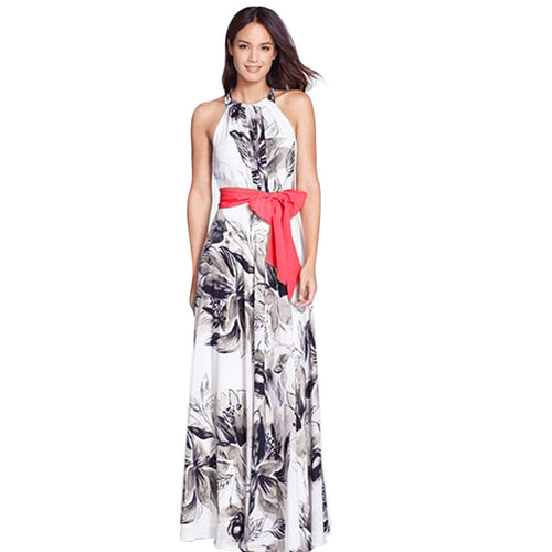 Elegent Women Boho Long Maxi Dress Evening Party Dress Chiffon Print women dress Casual Loose Long Dresses Robe CF
