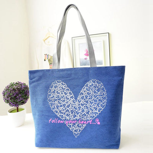 Bags Handbags Women Famous s Cute Heart Printing Canvas Shoulder Bag Casual Handbag bolsos femenina CF