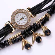 Bracelet Watch Weave Wrap Around Rhinestone Crystal Synthetic Chain Dress Clock Relogio Feminino Gift CF