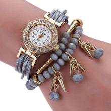 Bracelet Watch Weave Wrap Around Rhinestone Crystal Synthetic Chain Dress Clock Relogio Feminino Gift CF