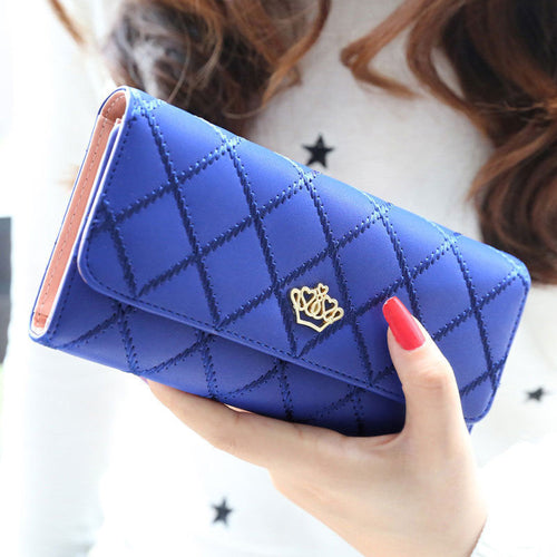 Leather Women's Purse Trendy Wallet Crown Women Purse 3D Long Designer Money Clip Carteira Feminina CF