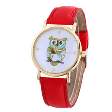 Leather watch Women Rhinestone watches Women Luxury quartz clock relogio feminino Owl Printed Relojes Montre CF
