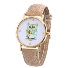Leather watch Women Rhinestone watches Women Luxury quartz clock relogio feminino Owl Printed Relojes Montre CF