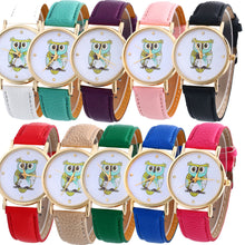Leather watch Women Rhinestone watches Women Luxury quartz clock relogio feminino Owl Printed Relojes Montre CF