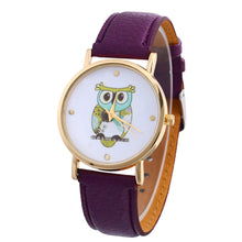 Leather watch Women Rhinestone watches Women Luxury quartz clock relogio feminino Owl Printed Relojes Montre CF