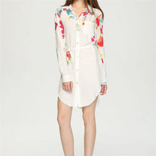 Fashion New Summer Print Long Sleeve Blouse Women Plus Size Tops Casual Turn-down Collar Shirt S-L With Button 71598 SM6