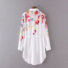 Fashion New Summer Print Long Sleeve Blouse Women Plus Size Tops Casual Turn-down Collar Shirt S-L With Button 71598 SM6