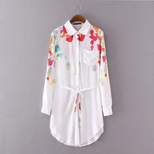 Fashion New Summer Print Long Sleeve Blouse Women Plus Size Tops Casual Turn-down Collar Shirt S-L With Button 71598 SM6