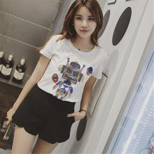 Fashion Short Sleeve T-shirts European Style Plus Size Female T shirts Carton Print Top O-neck Women t shirt 71291 SM6