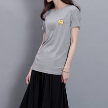 Fashion Short Sleeve T-shirts Plus Size Female t shirts Plus Size Top O-neck Women Smile Face Print T shirt 71673 SM6