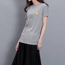 Fashion Short Sleeve T-shirts Plus Size Female t shirts Plus Size Top O-neck Women Smile Face Print T shirt 71673 SM6