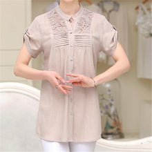 Fashion Women T shirts Long T-shirt Women Stand Button Top Short Sleeve Lace XL-4XL Female Plus Size tops 71012 SM6