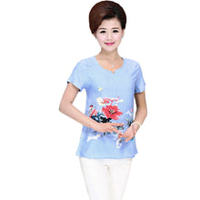 Fashion Women T shirts Print T-shirt Women V-neck Top Short Sleeve XL-4XL Female Plus Size tops 70921 SM6