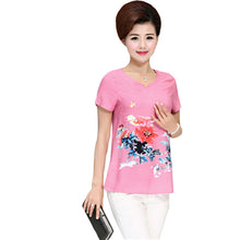 Fashion Women T shirts Print T-shirt Women V-neck Top Short Sleeve XL-4XL Female Plus Size tops 70921 SM6