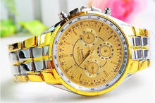 Luxury Men's Watch Roman Numerals Gold Watches Metal Analog Quartz Clock man relogio masculino CF