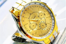 Luxury Men's Watch Roman Numerals Gold Watches Metal Analog Quartz Clock man relogio masculino CF
