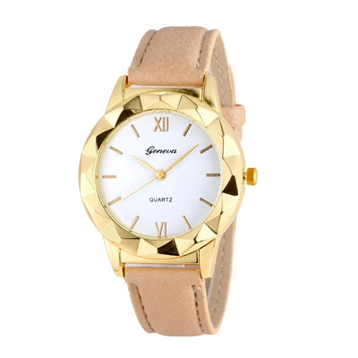 Gemstone Luxury Watches Women Gold Bracelet Watch Dress PU Leather Electronic Quartz Clock Montre Mujer CF