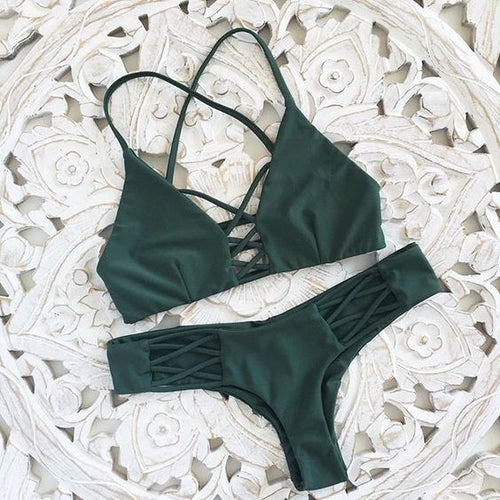 High Waist Bikini vintage Bandage Leopard bikini set sexy women swimwear push up strappy swim suit padded swimsuit NK24 CF