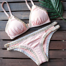 High Waist Bikini vintage Bandage Leopard bikini set sexy women swimwear push up strappy swim suit padded swimsuit NK24 CF