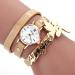 Bracelet Watch Gold Women Relogio Feminino Dancers Pattern Rhinestone Crystal PU Leather Strap Dress Clock CF