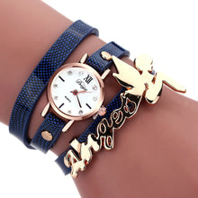 Bracelet Watch Gold Women Relogio Feminino Dancers Pattern Rhinestone Crystal PU Leather Strap Dress Clock CF