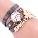 Bracelet Watch Gold Women Relogio Feminino Dancers Pattern Rhinestone Crystal PU Leather Strap Dress Clock CF