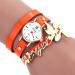 Bracelet Watch Gold Women Relogio Feminino Dancers Pattern Rhinestone Crystal PU Leather Strap Dress Clock CF