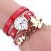 Bracelet Watch Gold Women Relogio Feminino Dancers Pattern Rhinestone Crystal PU Leather Strap Dress Clock CF