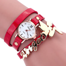 Bracelet Watch Gold Women Relogio Feminino Dancers Pattern Rhinestone Crystal PU Leather Strap Dress Clock CF