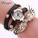 Bracelet Watch Rhinestone Crystal Relogio Feminino Wing Pattern PU Leather Band Dress Clock Gift CF