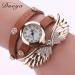 Bracelet Watch Rhinestone Crystal Relogio Feminino Wing Pattern PU Leather Band Dress Clock Gift CF